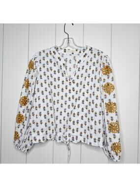 Solitaire Floral Cutout Sleeve Blouse Boho Crop Top S/M